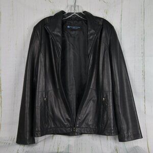 Kenneth Cole Reaction Black 100% Leather Jacket Size M